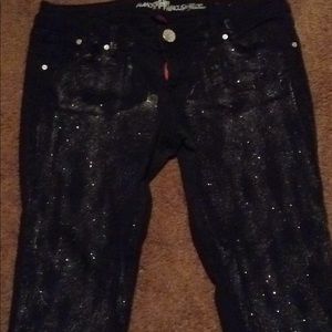 Black Glitter Skinny Jeans